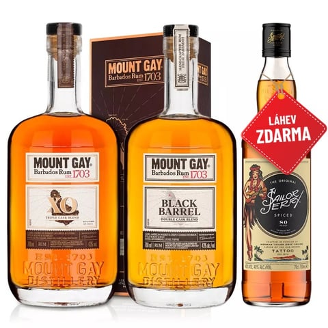 Rum Mount Gay XO a Black Barrel 0,7 l + Sailor Jerry Spiced 0,7 l