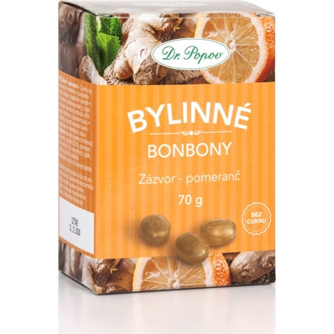 Dr. Popov Bylinné bonbony Zázvor-pomeranč bonbóny 70 g
