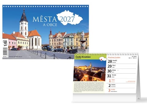 Kalendář 2027 stolní Města a obce ČR